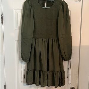 Smocked flowy long sleeve dress new